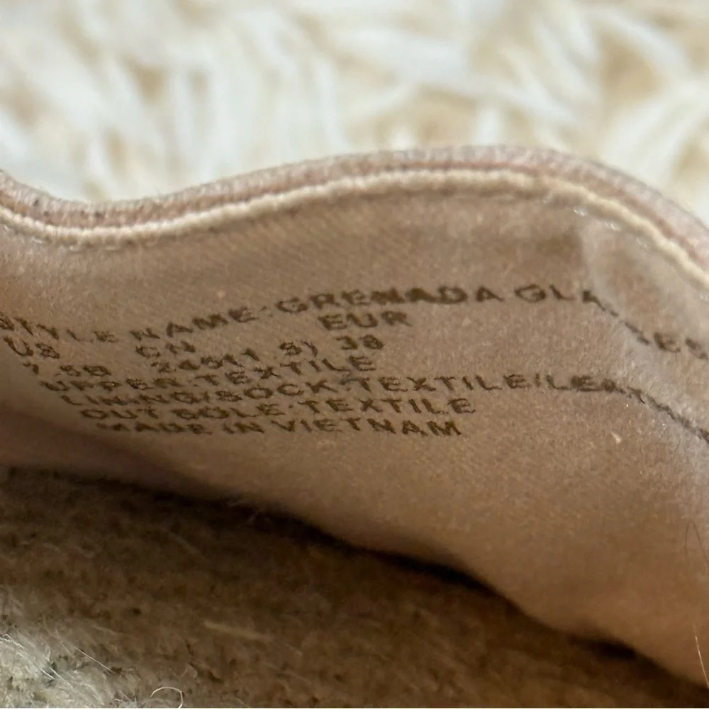 Kate Spade Grenada Glasses Espadrille Slip On Flats Size 7.5 Canvas Pale Vellum